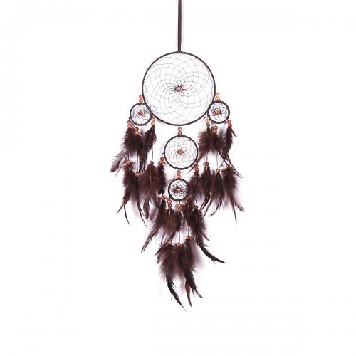 Fashion Dream Catcher Feather with Rattan & Nylon & Iron handmade for home and office brown 560mm Sold By PC