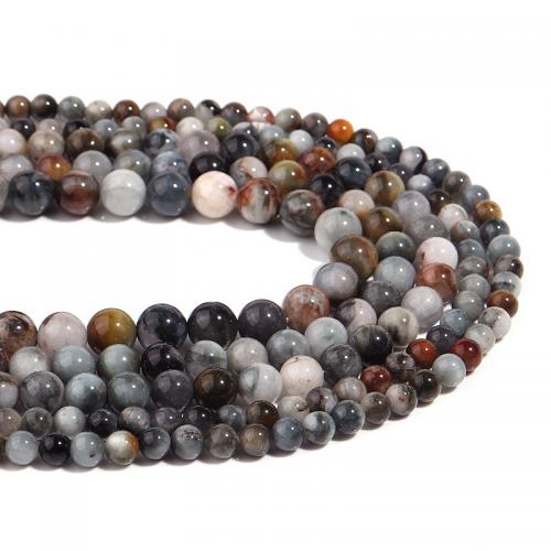 Gemstone smykker perler, Hawk-eye Stone, Runde, du kan DIY & forskellig størrelse for valg, blandede farver, Solgt Per Ca. 38 cm Strand