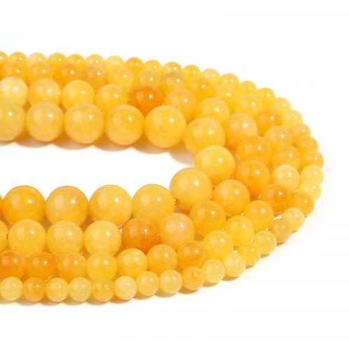 Jade Perlen, gelbe Jade, rund, DIY & verschiedene Größen vorhanden, gelb, verkauft per ca. 38 cm Strang