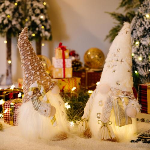 Muñeca de Navidad, paño, con Algodón de los PP, Diseño de Navidad & con luz LED & Joyería & diferentes patrones para la opción, más colores para la opción, Vendido por UD