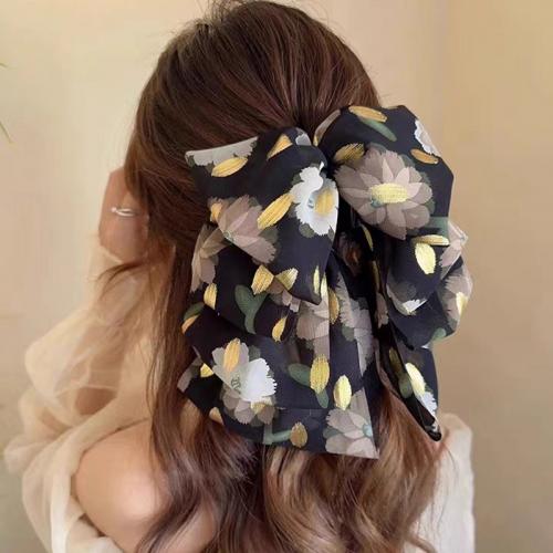Hair Claw Clips Plastic with Polyester Bowknot fashion jewelry black Sold By PC