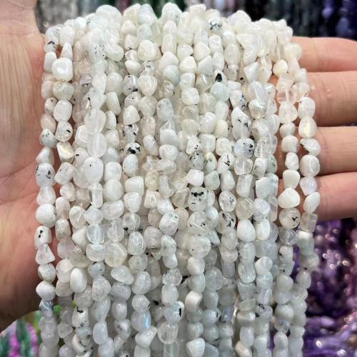 Moonstone Beads, Månesten, Nuggets, du kan DIY, hvid, 6x8mm, Solgt Per Ca. 38 cm Strand