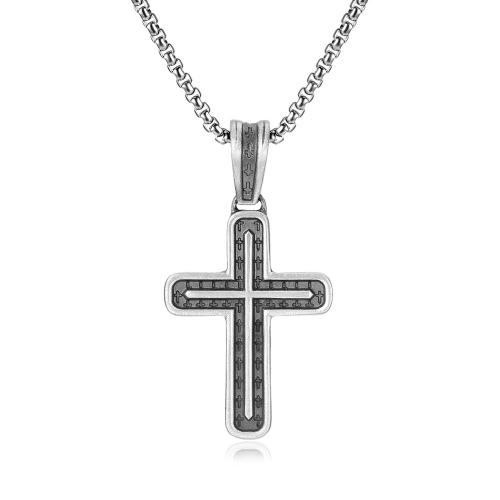 Sweater Chain Necklace stannum with Titanium Steel with 1.97inch extender chain Cross polished fashion jewelry & for man Length Approx 23.62 Inch Sold By PC