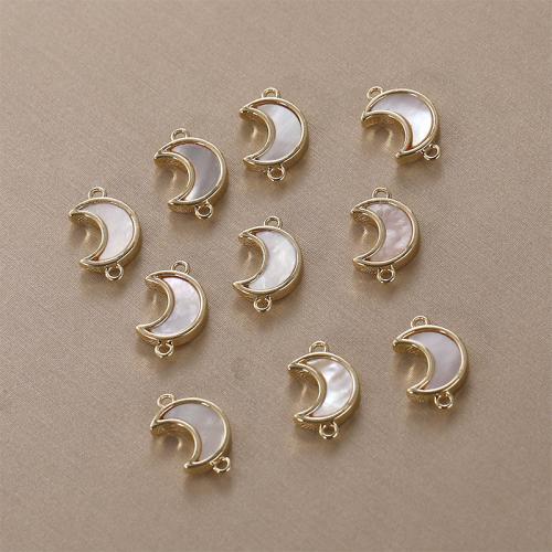 Brass Jewelry Connector with Shell Moon gold color plated DIY & 1/1 loop nickel lead & cadmium free Sold By PC