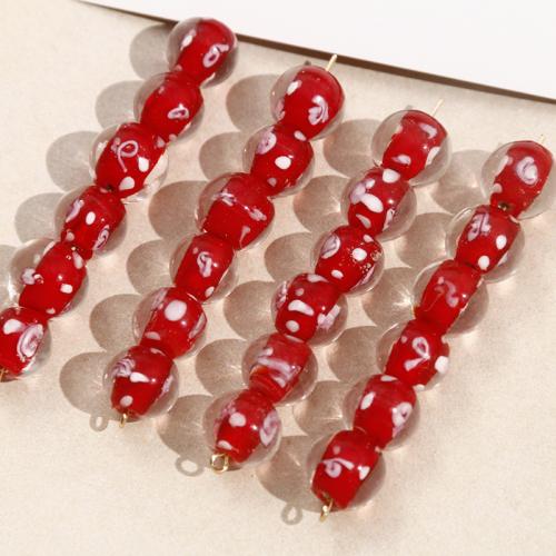 Ručno lampwork perle, Krug, možete DIY, crven, 12mm, Prodano By PC