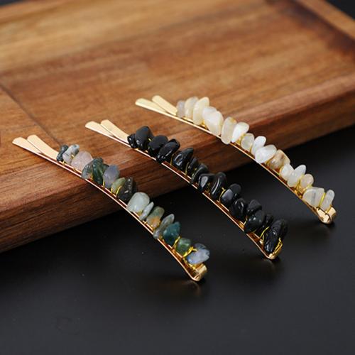 Hair Slide Iron with Quartz handmade & for woman nickel lead & cadmium free 86mm Sold By PC