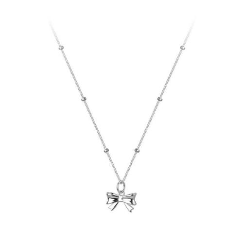 925 Sterling Silver Necklace with 2inch extender chain Bowknot plated fashion jewelry & for woman Length Approx 15.7 Inch Sold By PC