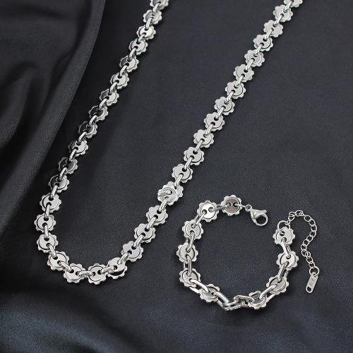 Stainless Steel Nakit Kompleti, 304 nehrđajućeg čelika, s 5cm Produžetak lanac, modni nakit & za žene, izvorna boja, Dužina 40 cm, 16 cm, Prodano By PC