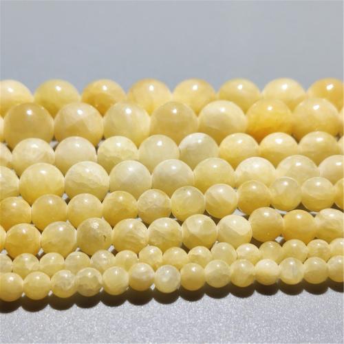 Jade Perlen, Blassbraune Jade, rund, DIY & verschiedene Größen vorhanden, gelb, verkauft per ca. 36-38 cm Strang