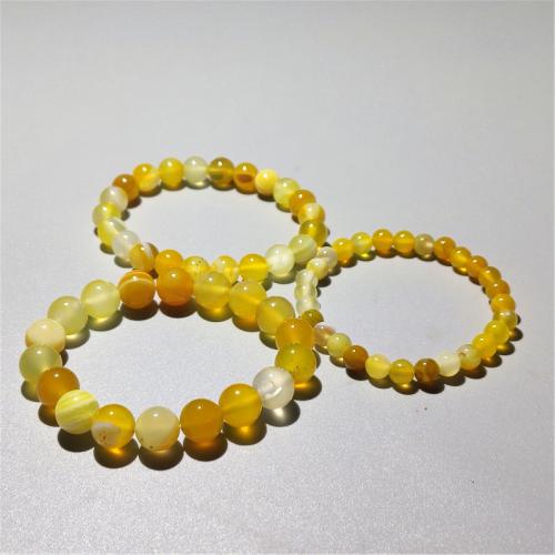 Agate Jewelry Bracelet Lace Agate Round fashion jewelry & Unisex yellow Length Approx 18 cm Sold By PC