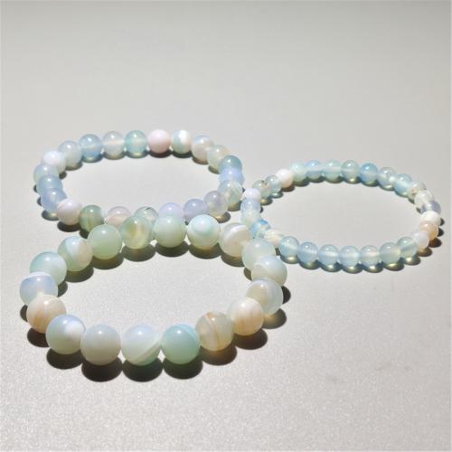 Agate Jewelry Bracelet Lace Agate Round fashion jewelry & Unisex skyblue Length Approx 18 cm Sold By PC