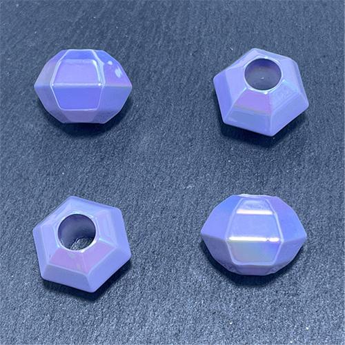 Plated Acrylic Beads Hexagon UV plating DIY & faceted 15mm Approx Sold By Bag