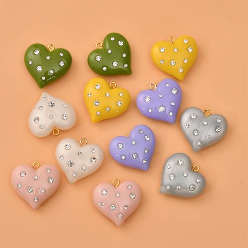 Resin Pendant, Heart, plated, DIY & 1/1 loop, more colors for choice, 25mm, Length 10 cm, 10PCs/Bag, Sold By Bag