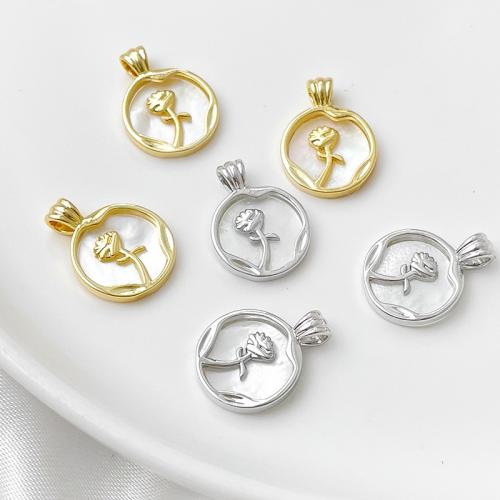 Brass Jewelry Pendants with Pearl Oyster Round plated DIY nickel lead & cadmium free Sold By PC