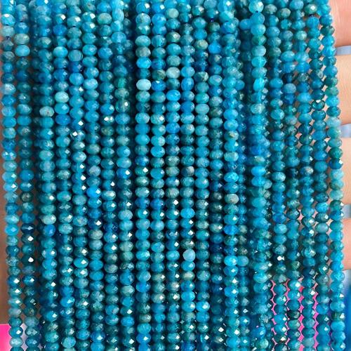 Gemstone smykker perler, apatitter, Abacus, poleret, du kan DIY & facetteret, blå, 3x4mm, Ca. 90pc'er/Strand, Solgt af Strand