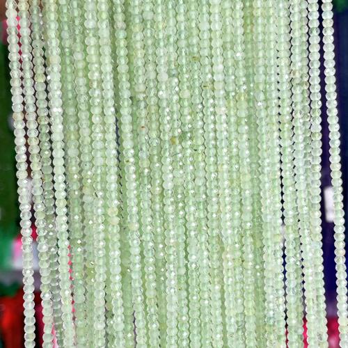 Gemstone smykker perler, Prehnite, Abacus, poleret, du kan DIY & facetteret, grøn, 3x4mm, Ca. 108pc'er/Strand, Solgt af Strand
