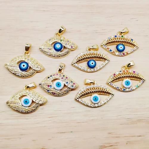Evil Eye Pendants Brass gold color plated fashion jewelry & Unisex & micro pave cubic zirconia & enamel nickel lead & cadmium free Sold By PC