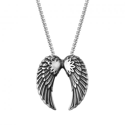 Couple Necklace Titanium Steel Angel Wing polished fashion jewelry & Unisex Length Approx 23.62 Inch Sold By PC