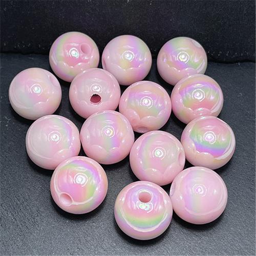 Plated Acrylic Beads Round UV plating DIY & luminated 16mm Approx 3.12mm Approx Sold By Bag