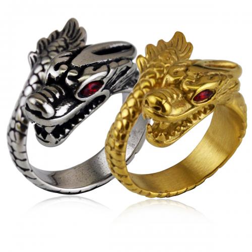 Titanium Steel Finger Ring Dragon plated fashion jewelry & Unisex nickel lead & cadmium free mm mm Sold By PC