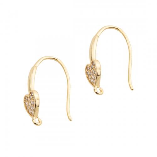 Brass Hook Earwire real gold plated DIY & micro pave cubic zirconia golden Approx 1mm Sold By Pair