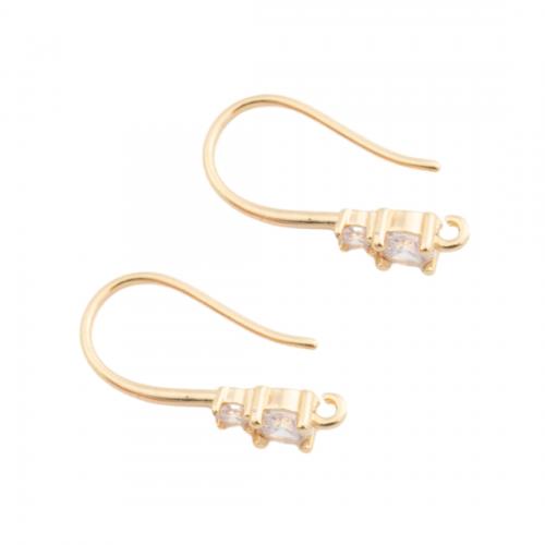Brass Hook Earwire real gold plated DIY & micro pave cubic zirconia golden Approx 1mm Sold By Pair
