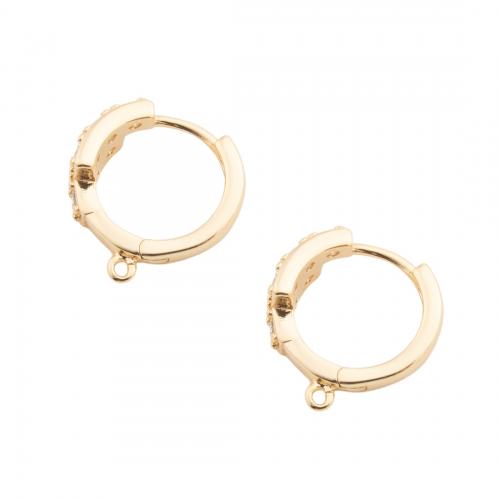 Brass Hoop Earring Components real gold plated DIY & micro pave cubic zirconia golden Approx 1mm Sold By Pair