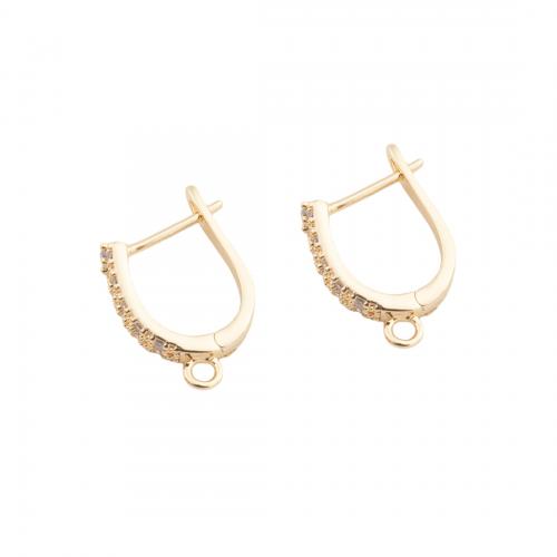 Brass Lever Back Earring Component real gold plated DIY & micro pave cubic zirconia golden Approx 1.5mm Sold By Pair