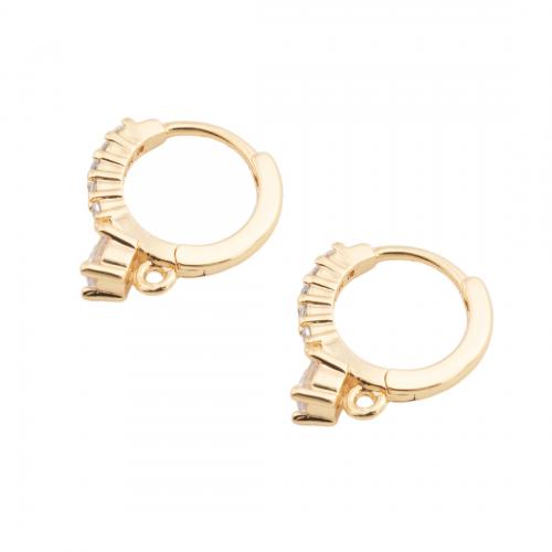Brass Hoop Earring Components real gold plated DIY & micro pave cubic zirconia golden Approx 1.5mm Sold By Pair
