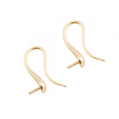 Brass Hook Earwire real gold plated DIY golden Sold By Pair