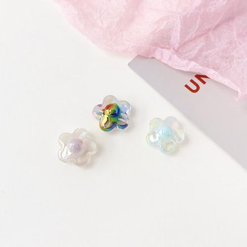 Belagte akryl perler, Flower, UV plating, du kan DIY, flere farver til valg, 17mm, 500pc'er/Bag, Solgt af Bag
