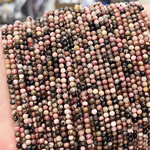 Gemstone smykker perler, Black Stripes Rhodochrosite Stone, Runde, du kan DIY & forskellig størrelse for valg, blandede farver, Solgt af Strand