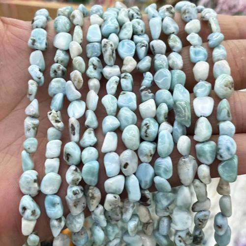 Gemstone smykker perler, Larimar, Nuggets, du kan DIY, blå, 6x8mm, Solgt Per Ca. 38 cm Strand