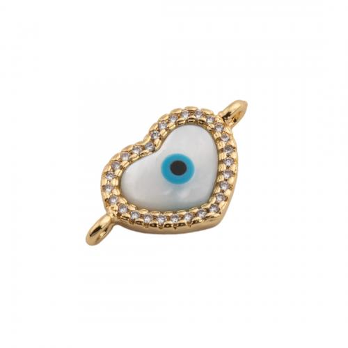 Evil Eye Connector Brass high quality plated DIY & micro pave cubic zirconia & enamel nickel lead & cadmium free Approx 1.5mm Sold By PC