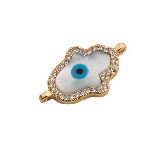 Evil Eye Connector Brass high quality plated DIY & micro pave cubic zirconia & enamel nickel lead & cadmium free Approx 1mm Sold By PC