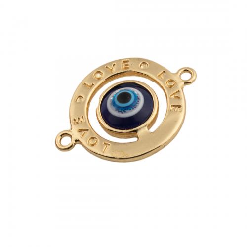 Evil Eye Connector Brass 14K gold plated DIY & enamel nickel lead & cadmium free Approx 1.5mm Sold By PC