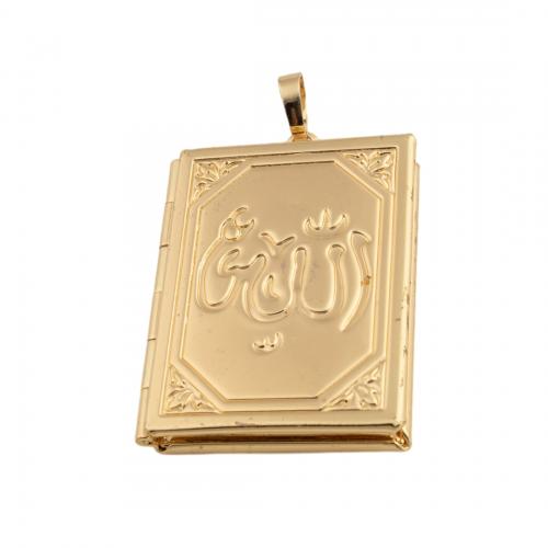 Brass Locket Pendants, 14K gold plated, DIY, nickel, lead & cadmium free, 39.50x27.50x6mm, Hole:Approx 4mm, Sold By PC
