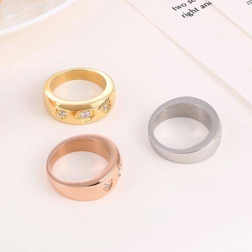 Rhinestone Stainless Steel Finger Ring 304 Stainless Steel plated fashion jewelry & Unisex & with rhinestone nickel lead & cadmium free mm Sold By PC