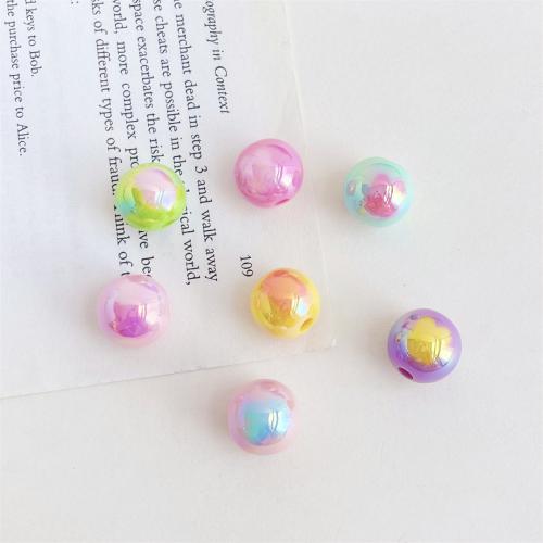 Belagte akryl perler, Runde, UV plating, du kan DIY, flere farver til valg, 14mm, 200pc'er/Bag, Solgt af Bag