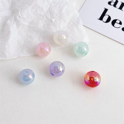 Belagte akryl perler, Runde, UV plating, du kan DIY, flere farver til valg, 10mm, 1000pc'er/Bag, Solgt af Bag