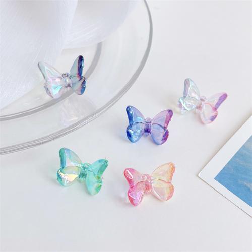 Belagte akryl perler, Butterfly, UV plating, du kan DIY, flere farver til valg, 24.50x21mm, 200pc'er/Bag, Solgt af Bag