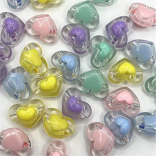 Pärla i Bead Akrylpärlor, Akryl, Hjärta, DIY, fler färger för val, 13x17mm, Ca 430PC/Bag, Säljs av Bag