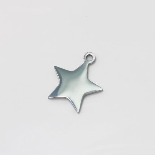Nakit od nehrđajućeg čelika Privjesci, 304 nehrđajućeg čelika, Zvijezda, uglađen, možete DIY, izvorna boja, 17.50x20x1.70mm, Prodano By PC
