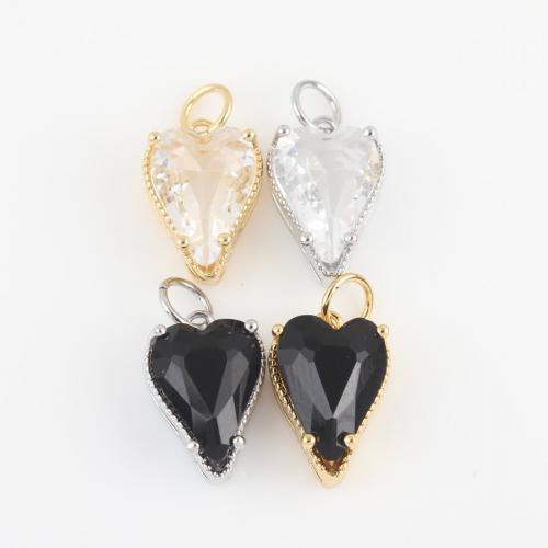 Cubic Zirconia Brass Pendants with Cubic Zirconia Heart plated DIY Sold By PC