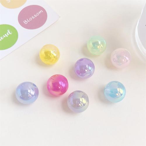 Belagte akryl perler, Runde, UV plating, du kan DIY, flere farver til valg, 14mm, 300pc'er/Bag, Solgt af Bag