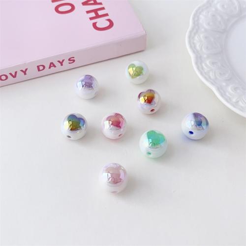 Belagte akryl perler, Runde, UV plating, du kan DIY, flere farver til valg, 15mm, 200pc'er/Bag, Solgt af Bag