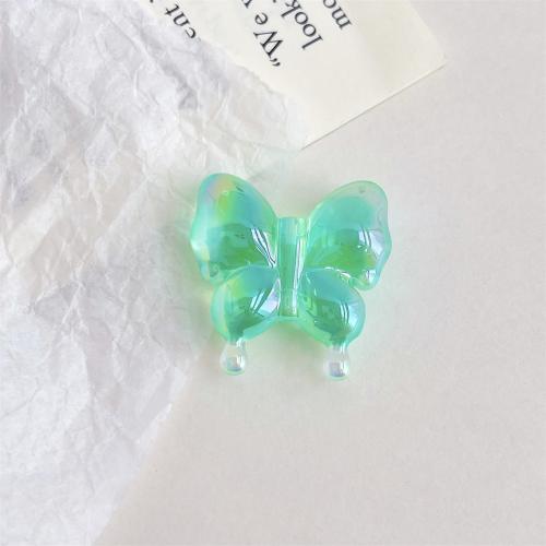 Belagte akryl perler, Butterfly, UV plating, du kan DIY, flere farver til valg, 30mm, 100pc'er/Bag, Solgt af Bag