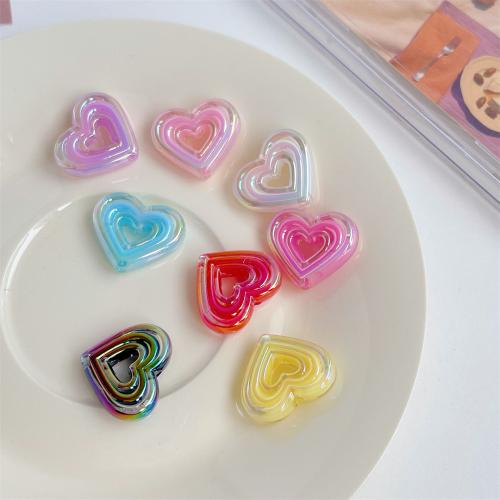 Plated Acrylic Beads Heart UV plating DIY Sold By Bag