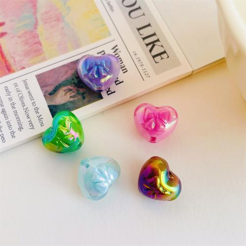 Belagte akryl perler, Heart, UV plating, du kan DIY, flere farver til valg, 15x17.50mm, 200pc'er/Bag, Solgt af Bag