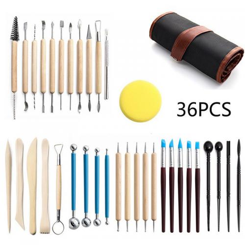Wood Pottery Tools with Steel & Silicone DIY Sold By Set